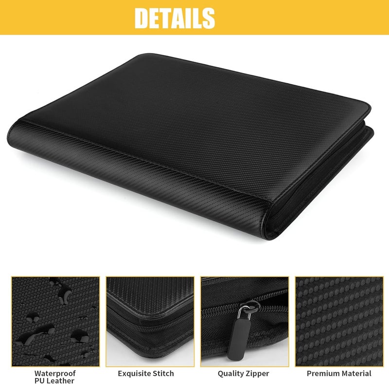 GERMUN Trading Card Binder 9 Pocket, PU Cover Card Binder for 360 Cards, Premium Trading Card Holder Folders, Double Sided Pocket Card Album for MTG, TCG (Carbon Black) - Image 2